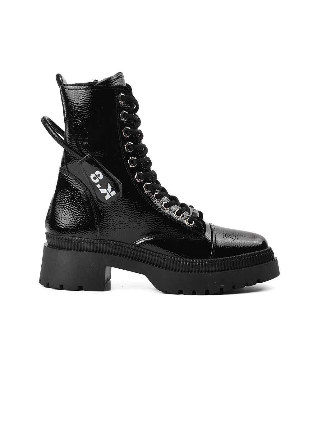 K9085 Siyah Kırışık Rugan Kadın Bot