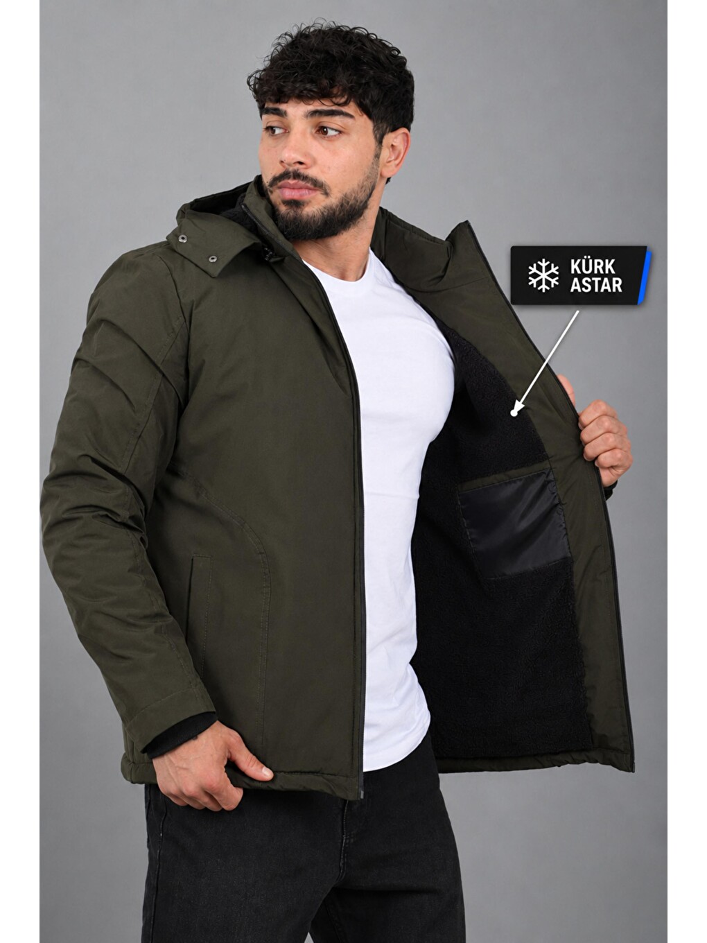 Haki İçi Kürlü Spor Elastanlı Mont/kaban Pldp3016_50509-2