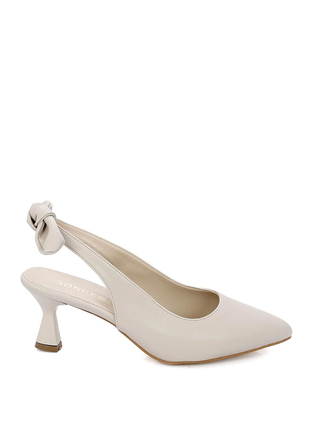 Ekru Gön Sivri Burun Kadeh Ökçe Arkası Açık Kadın Ayakkabı 38119-3