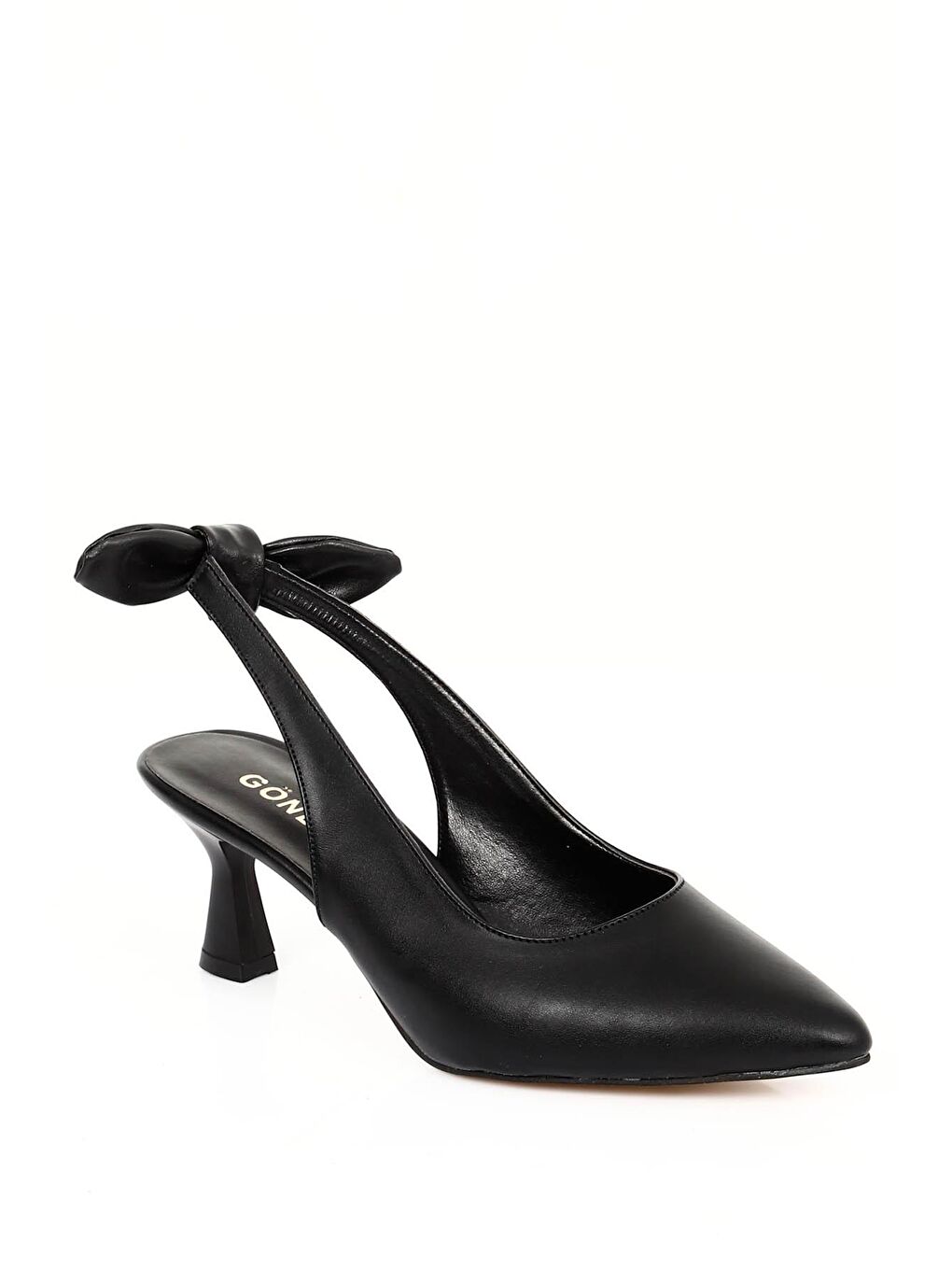 Siyah Gön Sivri Burun Kadeh Ökçe Arkası Açık Kadın Ayakkabı 38119-4