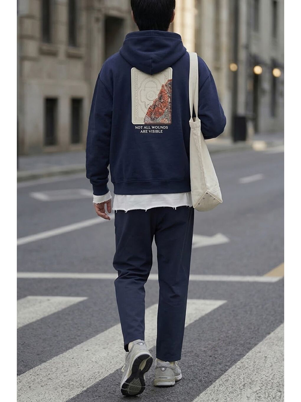 Erkek Beli Lastikli Tecno Kumaş Slim Fit Pantolon Lacivert-3