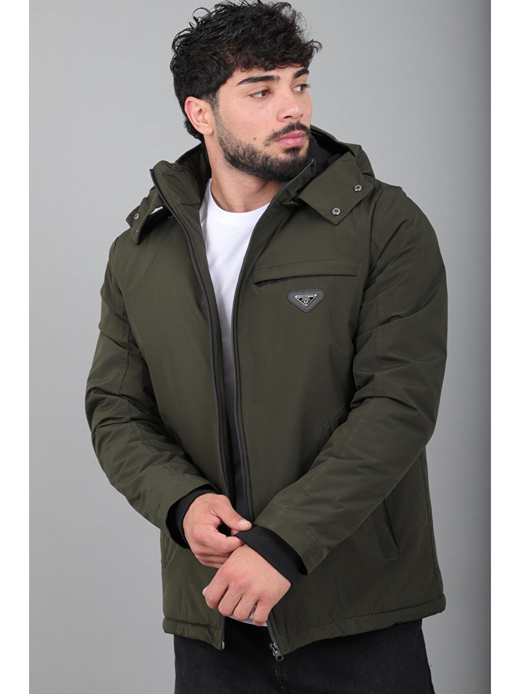 Haki İçi Kürlü Spor Elastanlı Mont/kaban Pldp3016_50509-3