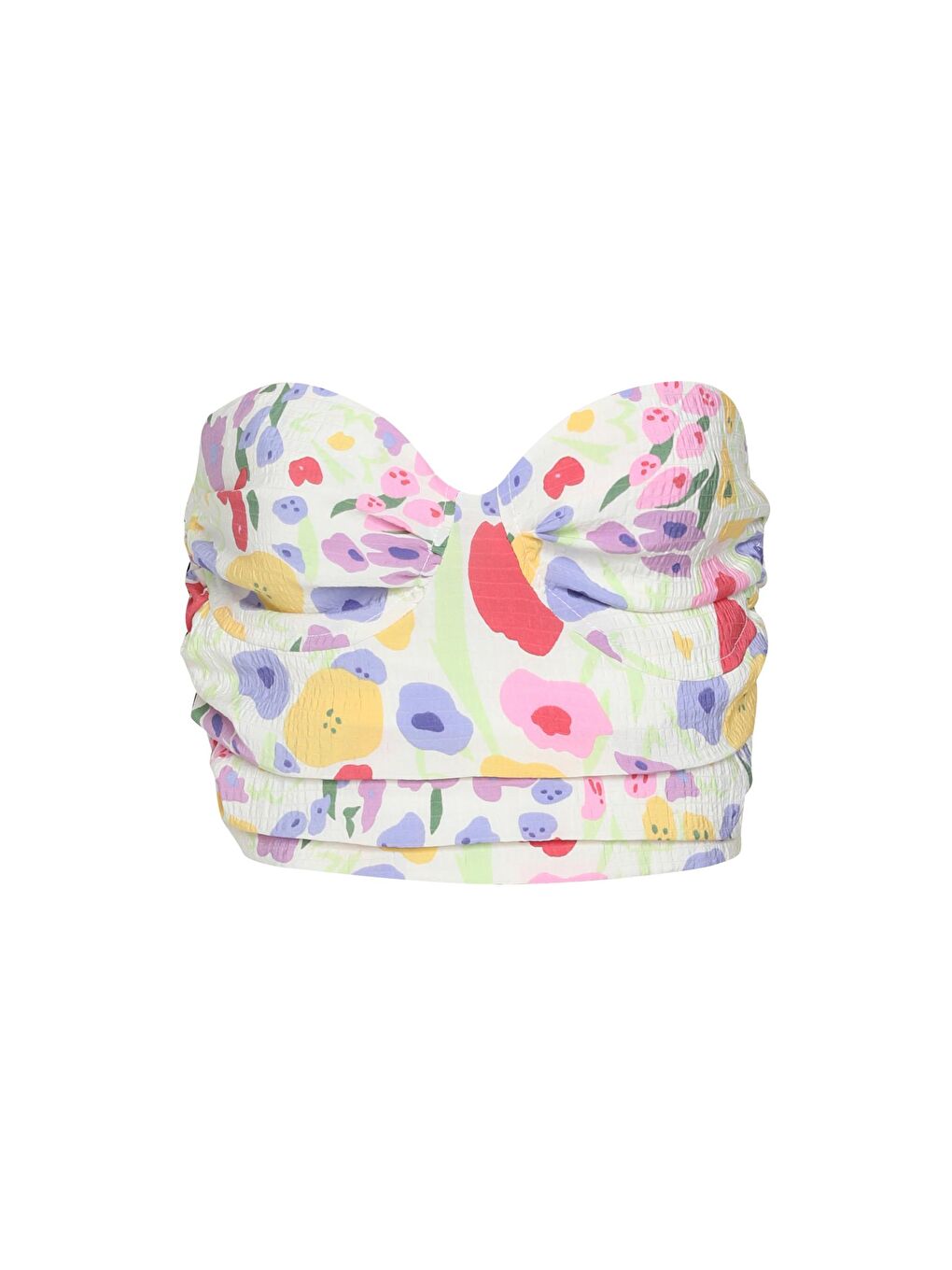 Desenli Büzgülü Büstiyer Ekru-1