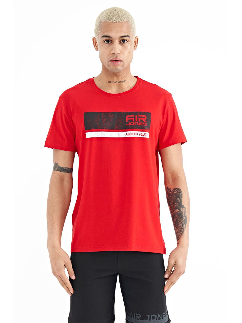 AIR JONES Kırmızı Luke Kırmızı O Yaka Erkek T-Shirt - 88221