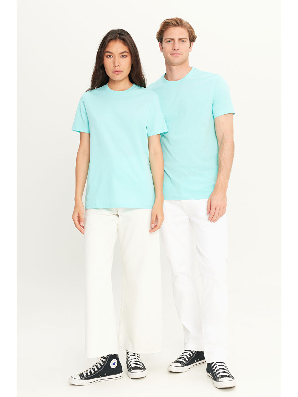 Erkek Turkuaz Slim Fit Dar Kesim %100 Pamuk Bisiklet Yaka Kısa Kollu Tişört-6