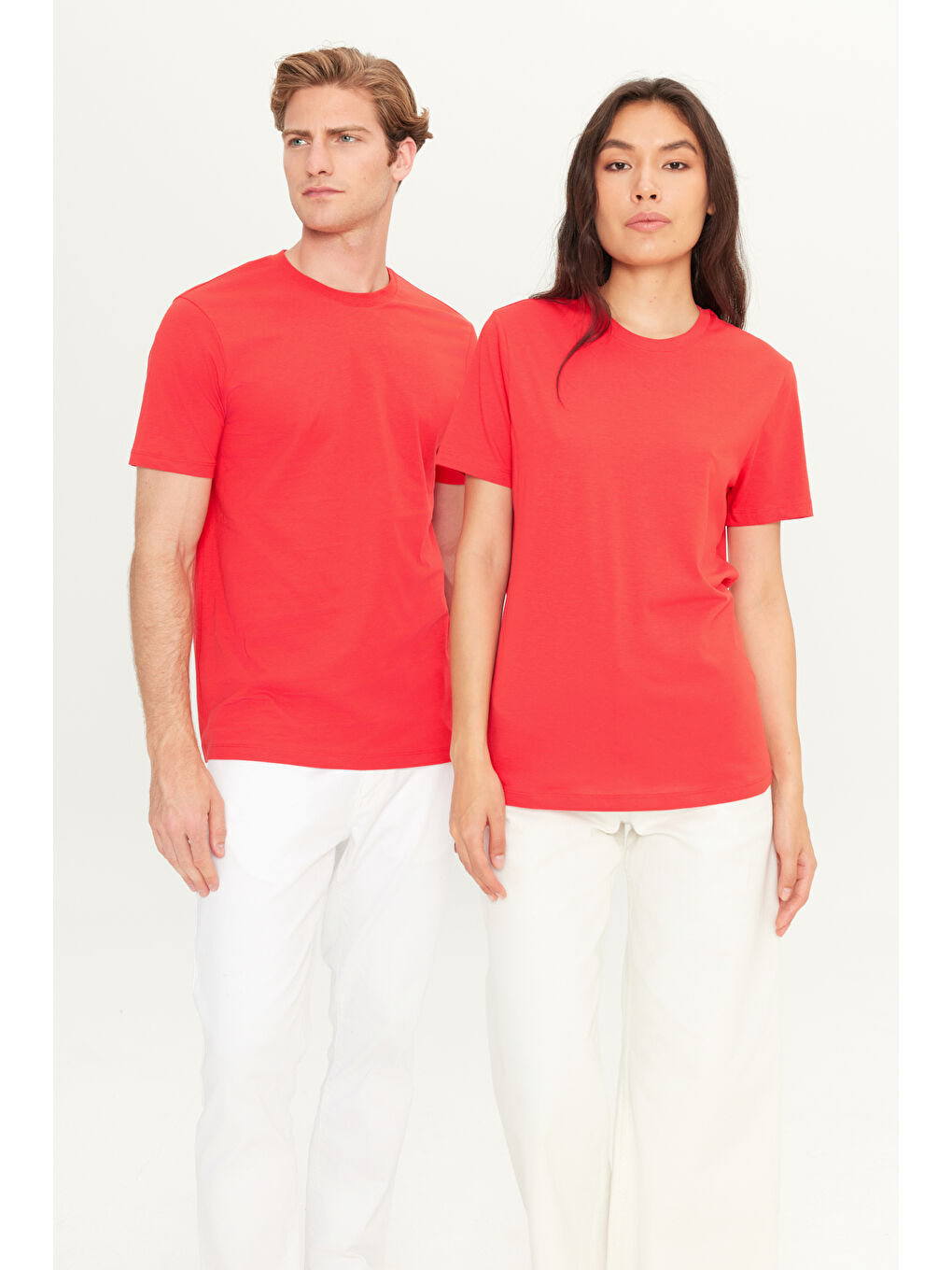 Erkek Kırmızı Slim Fit Dar Kesim %100 Pamuk Bisiklet Yaka Kısa Kollu Tişört-1