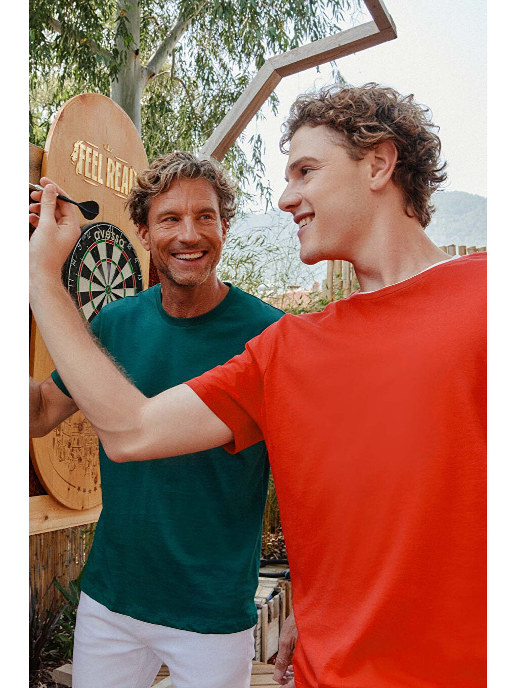 Erkek Kırmızı Slim Fit Dar Kesim %100 Pamuk Bisiklet Yaka Kısa Kollu Tişört-2