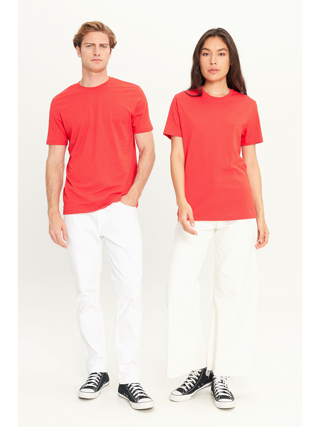 Erkek Kırmızı Slim Fit Dar Kesim %100 Pamuk Bisiklet Yaka Kısa Kollu Tişört-3