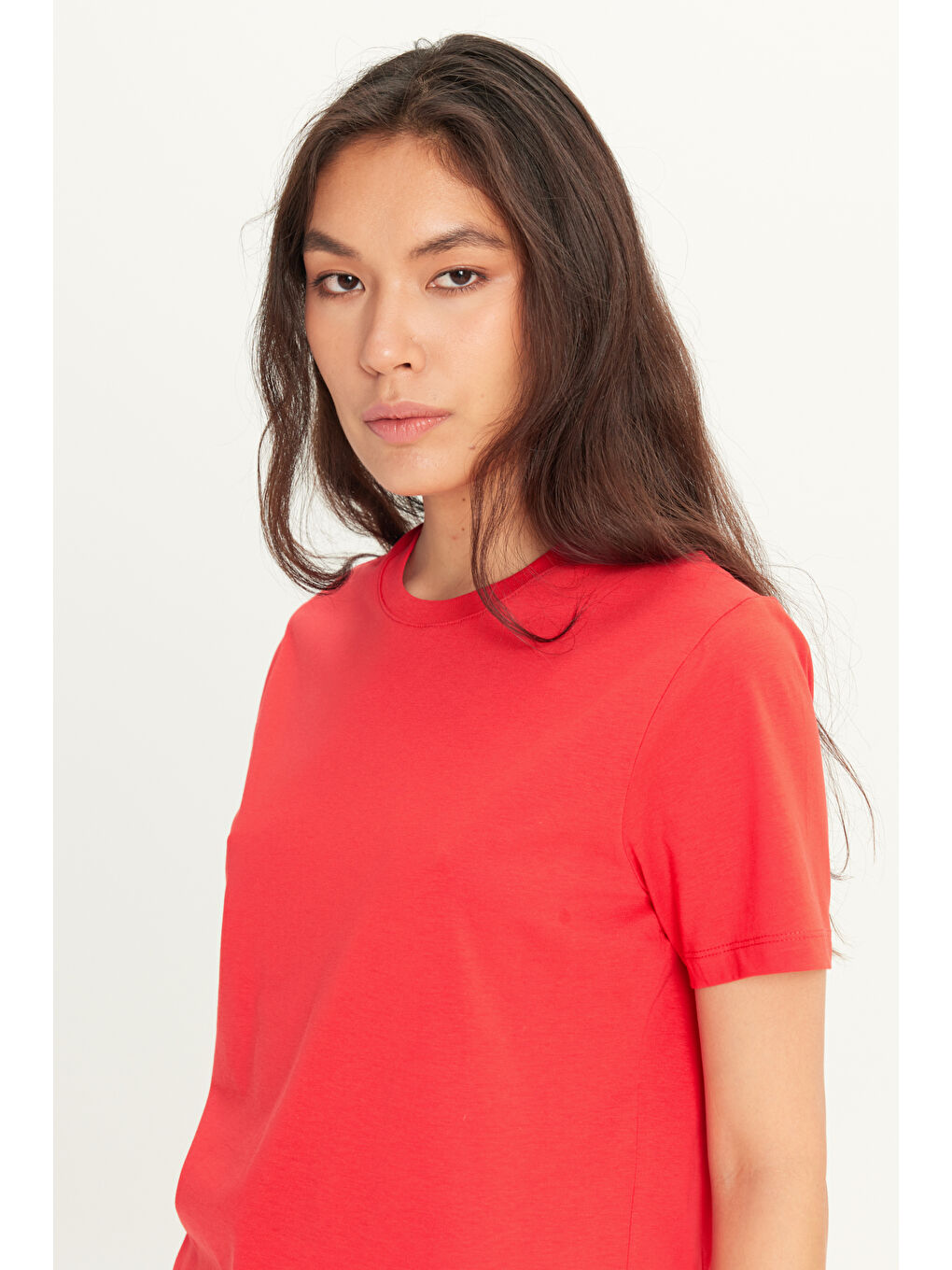 Erkek Kırmızı Slim Fit Dar Kesim %100 Pamuk Bisiklet Yaka Kısa Kollu Tişört-7