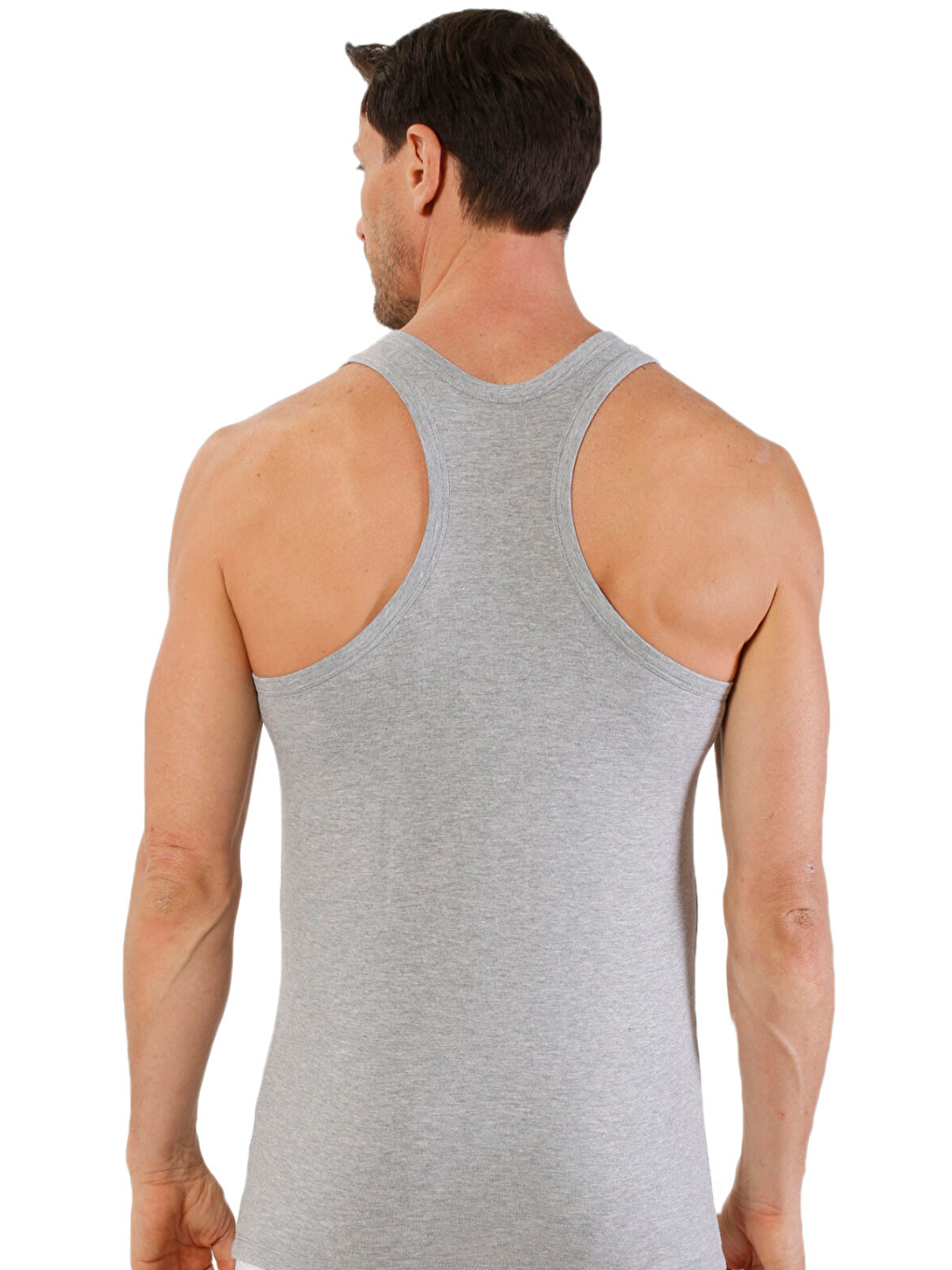 Gri Erkek Pamuklu Likralı Süprem Esnek Rahat Sırtı Çapraz Sporcu Rambo Atlet-1