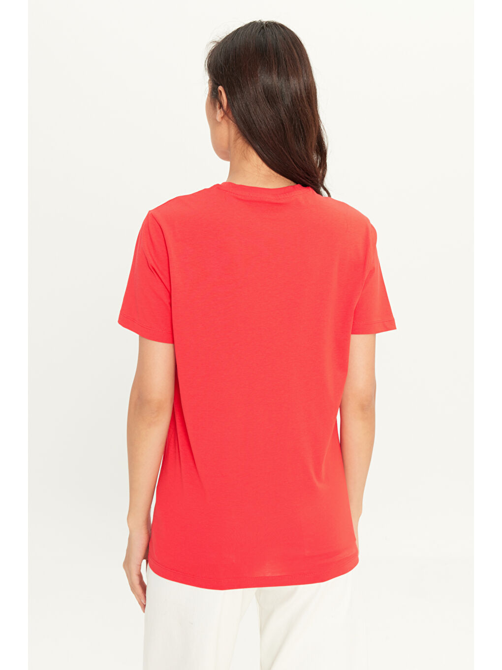 Erkek Kırmızı Slim Fit Dar Kesim %100 Pamuk Bisiklet Yaka Kısa Kollu Tişört-10