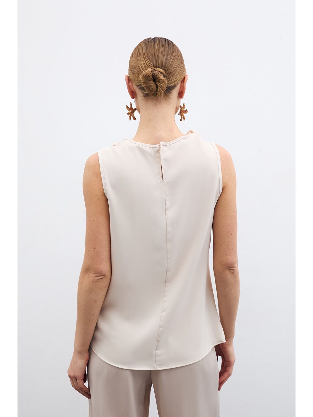 Degaje Yaka Kolsuz Bluz - Bej-6