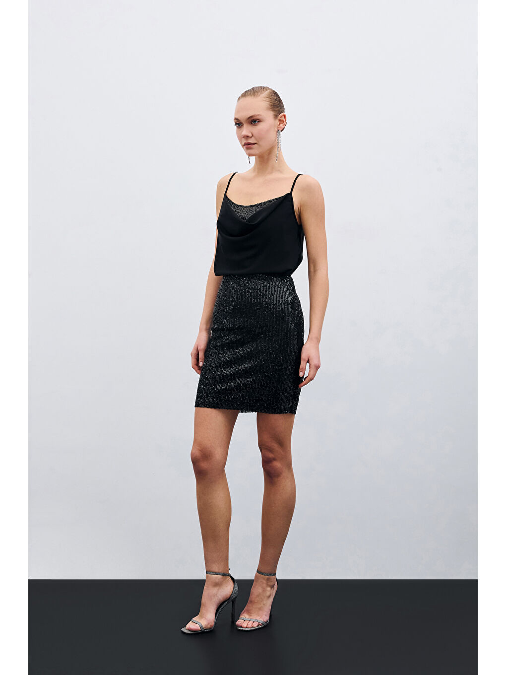 SATEEN Degaje Yaka Bluz - Siyah - 4