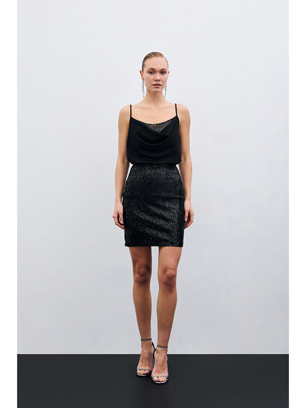 SATEEN Degaje Yaka Bluz - Siyah - 5