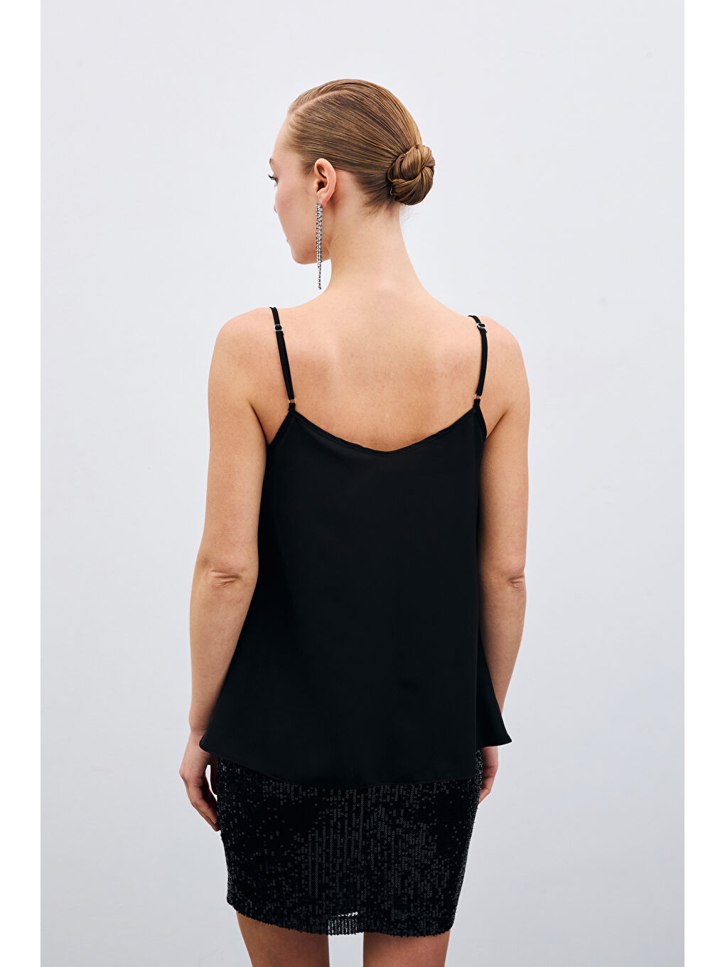 SATEEN Degaje Yaka Bluz - Siyah - 6