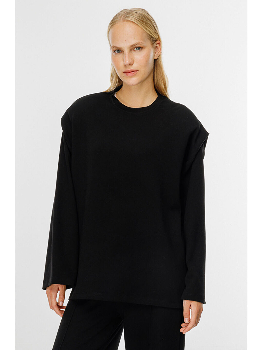 Vatkalı Compact Pamuk Siyah Sweatshirt-1