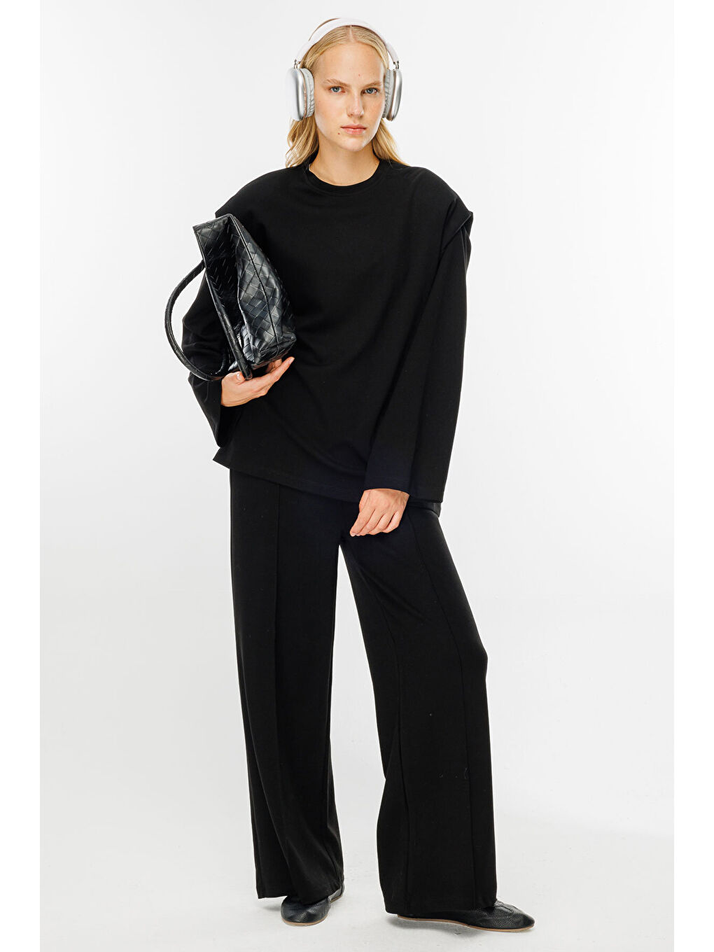 Vatkalı Compact Pamuk Siyah Sweatshirt-4