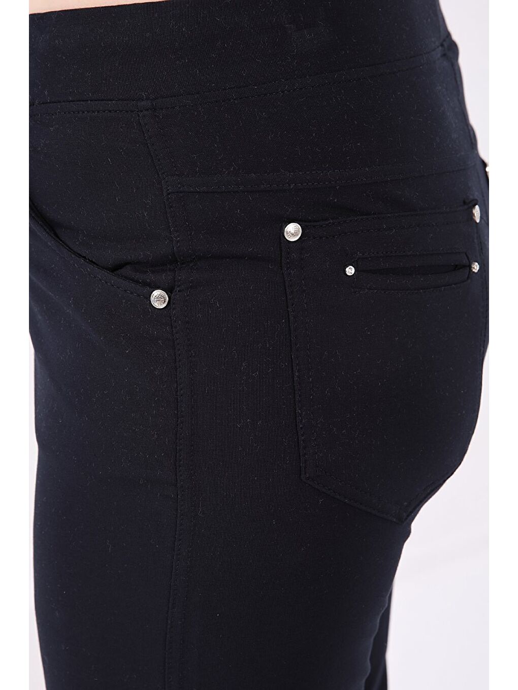 Lacivert Klasik Paça Taş Detaylı Kadın Büyük Beden Eşofman Alt  - 94040-3