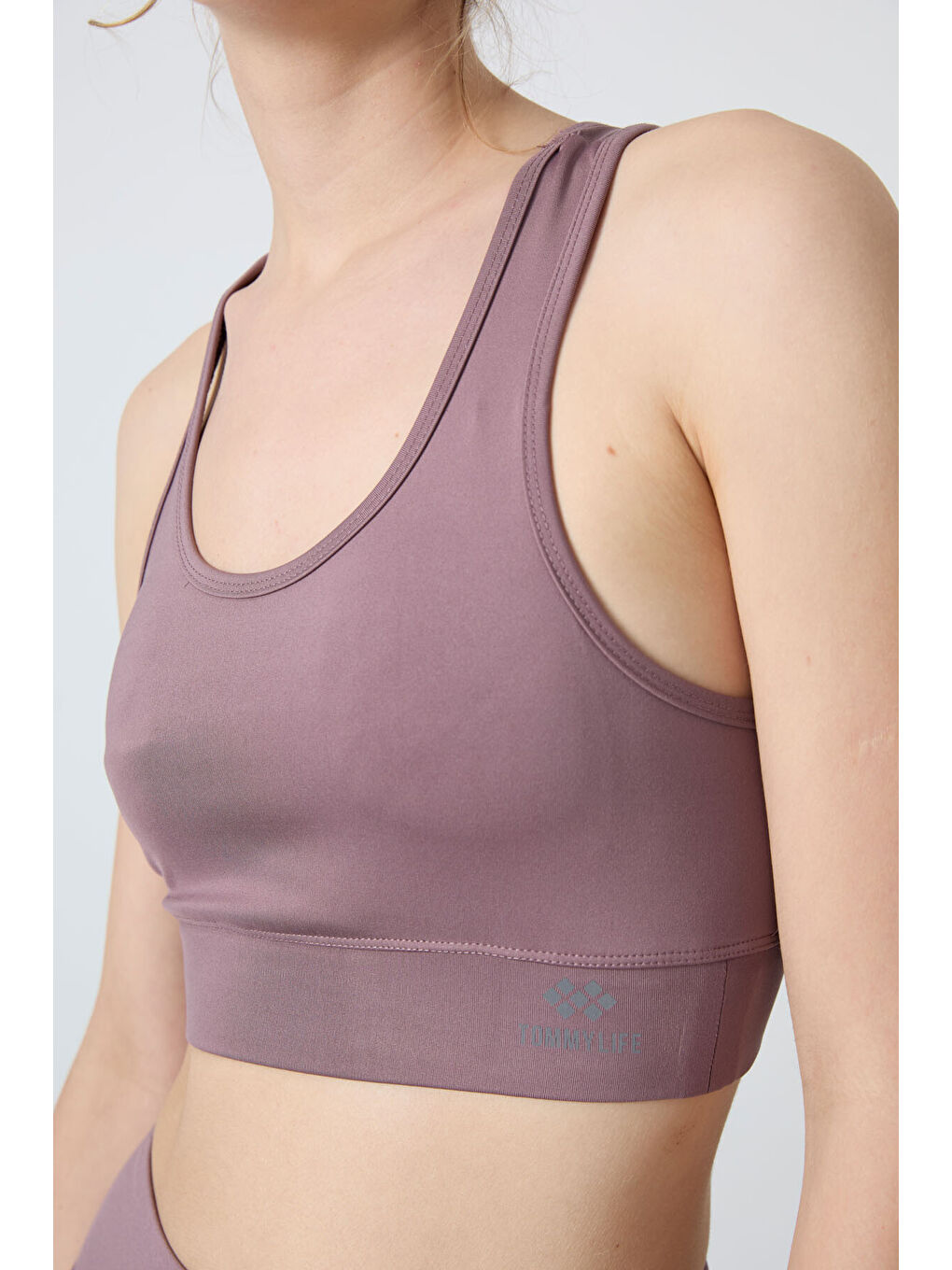 Pembe Gül Kurusu Sırt Detaylı Dar Kalıp U Yaka Kadın Spor Büstiyer - 97120-1