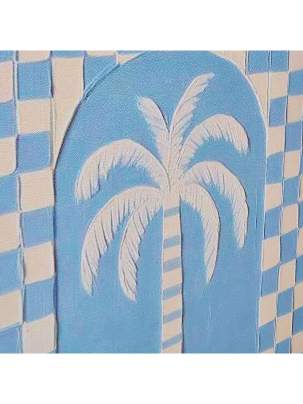 Deco Palm Breeze Kanvas Tablo - Mavi / Beyaz - 50x70 cm-2