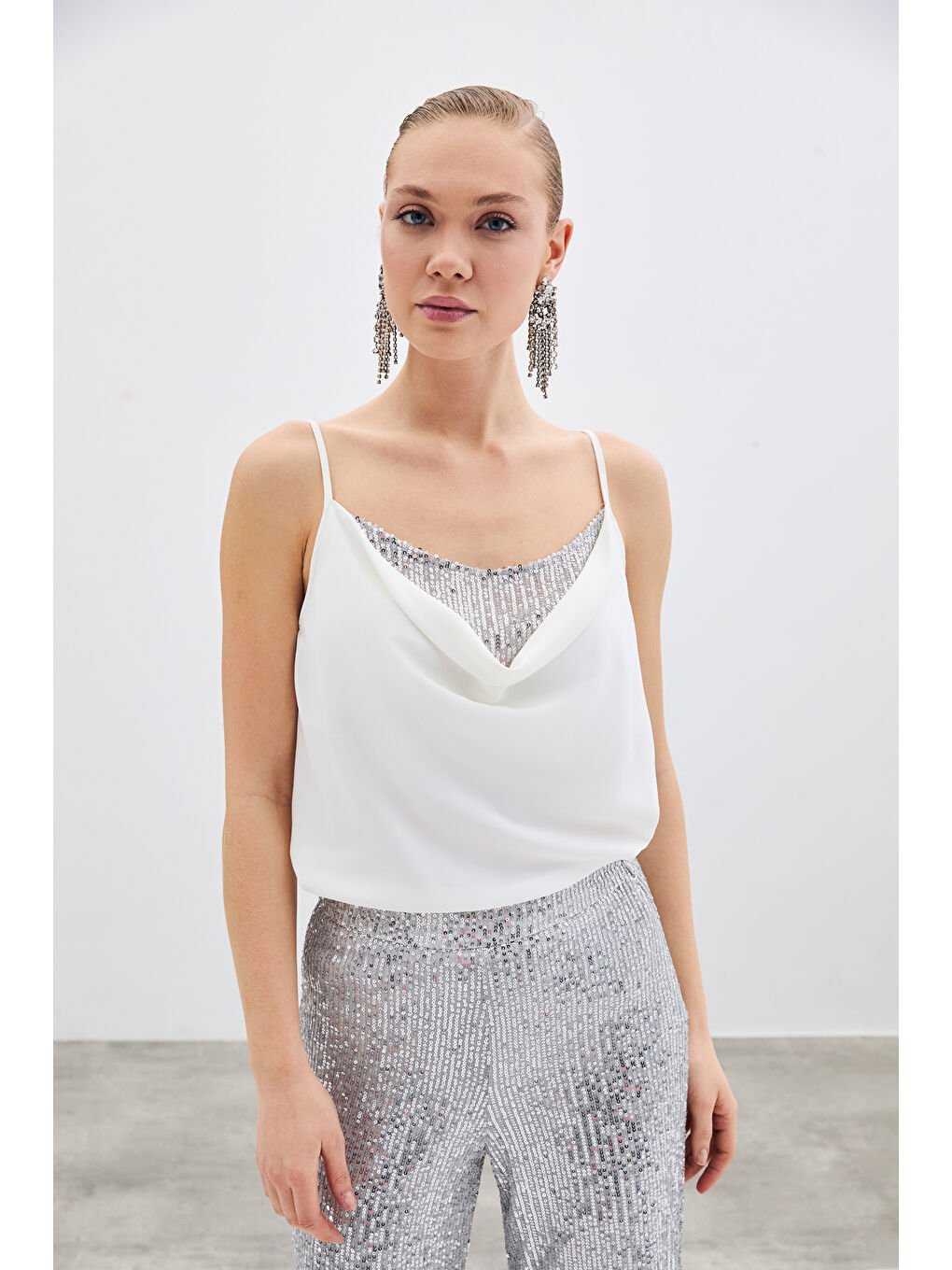 SATEEN Degaje Yaka Bluz - Ekru - 1