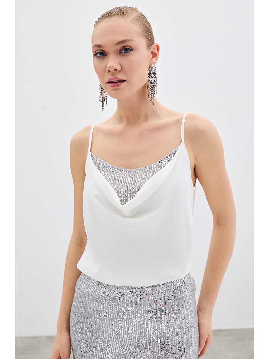SATEEN Degaje Yaka Bluz - Ekru - 2