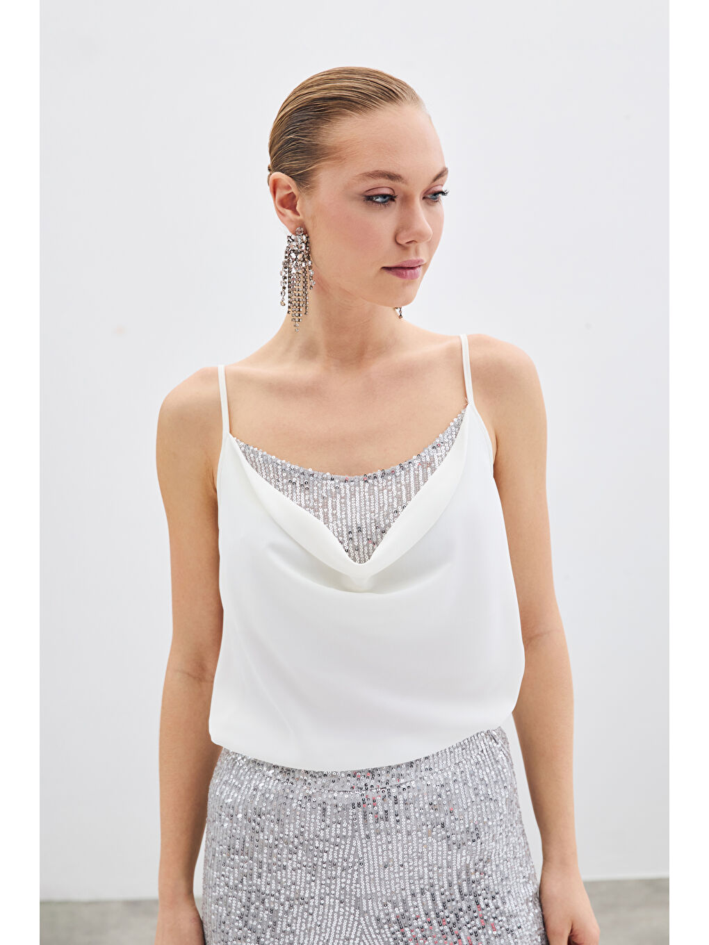 SATEEN Degaje Yaka Bluz - Ekru - 3