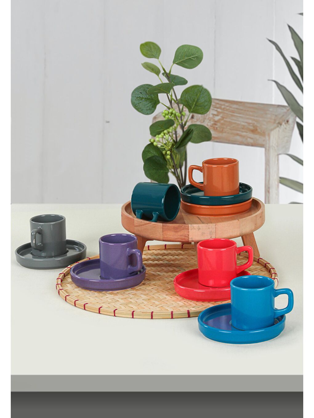 Karışık Mixed Ayışığı Kahve Takımı 12 Parça 6 Kişilik