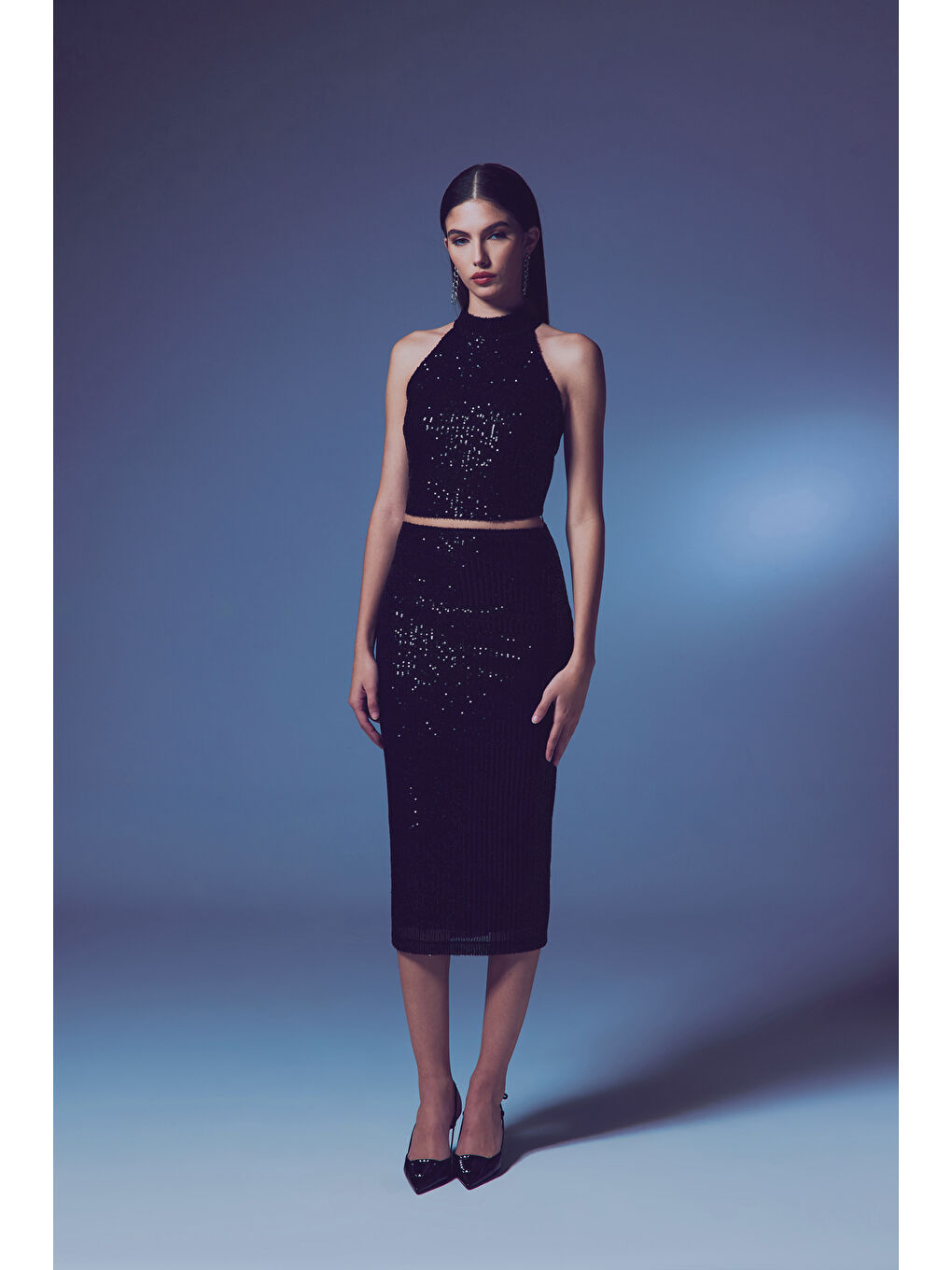 Payet Detaylı Kalem Etek - Siyah-1