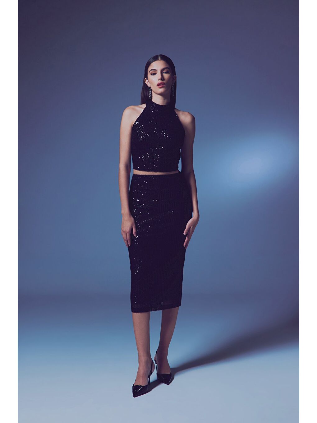 Payet Detaylı Kalem Etek - Siyah-2