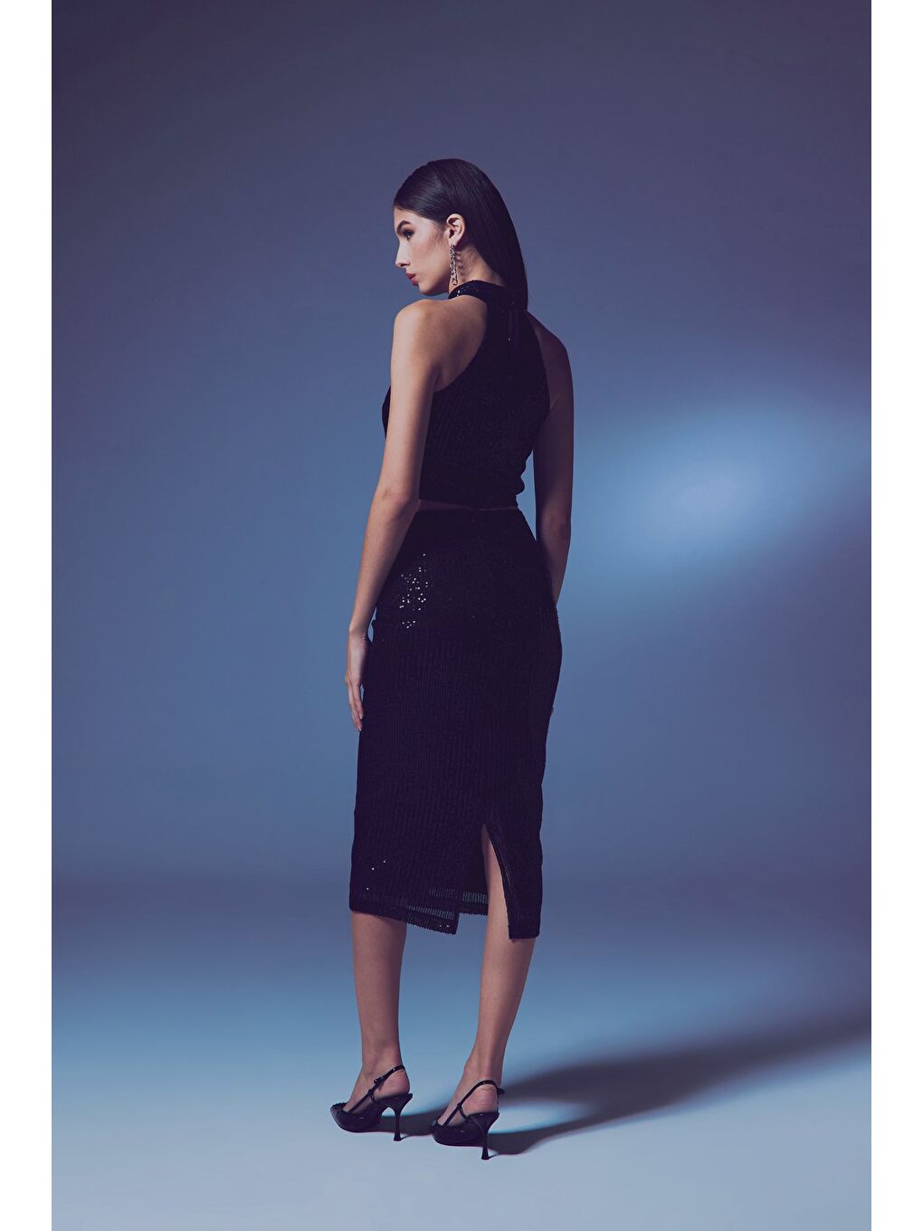 Payet Detaylı Kalem Etek - Siyah-6