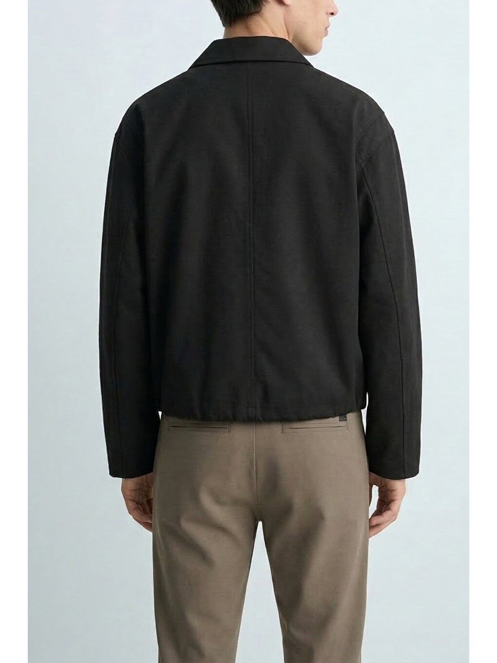 Erkek Kore Oversize Casual Bomber Ceket Siyah-3