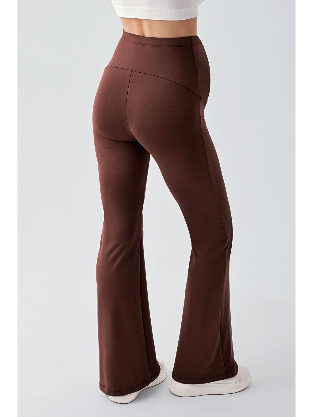 Kahverengi Termal Şardonlu Sıcak Tutan Esnek Beli Ayarlanabilir Kışlık İspanyol Paça Hamile Tayt T18-2