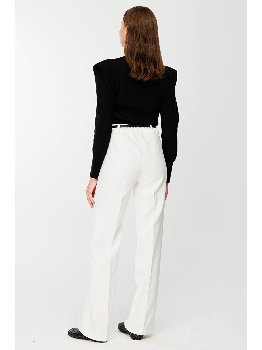Dikiş Detaylı Beyaz Palazzo Pantolon-4