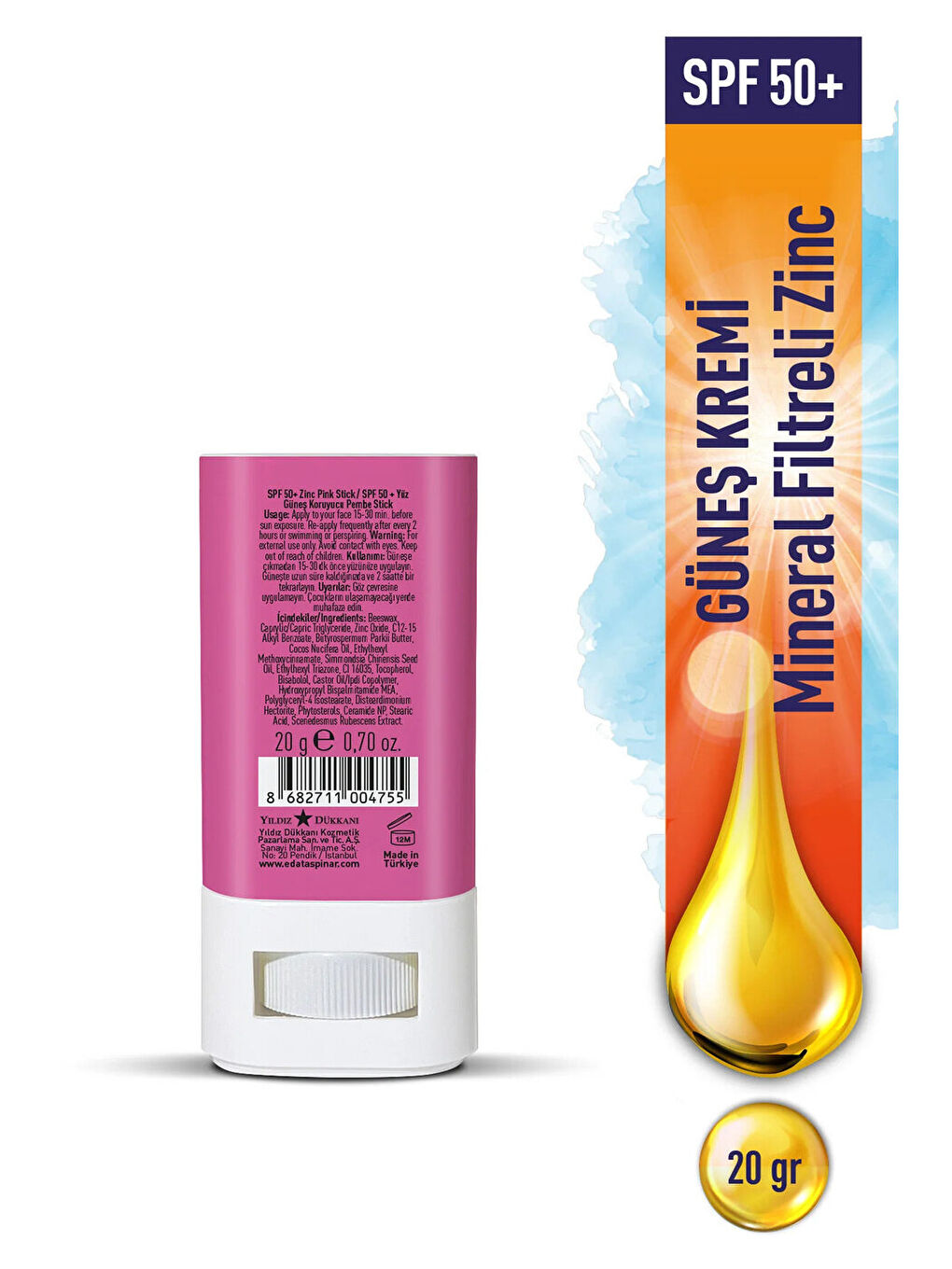 SPF 50+ Mineral Filtreli Pembe Zinc Stick (EGY0031)-1