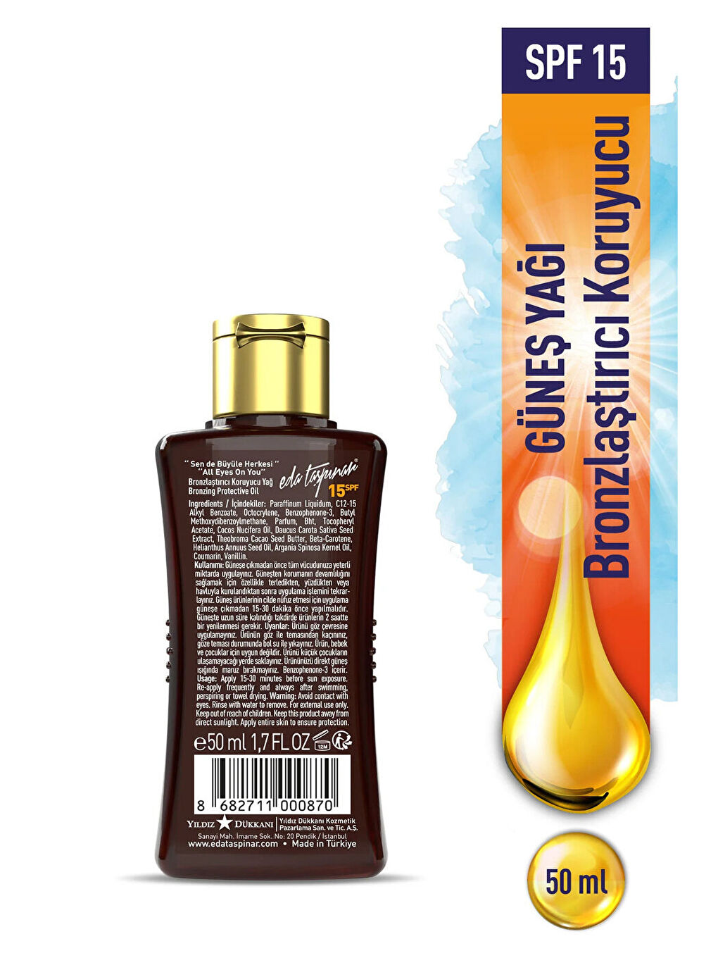 Seyahat Boy Bronzlaştırıcı Koruyucu Yağ SPF 15 - 50 ml-1