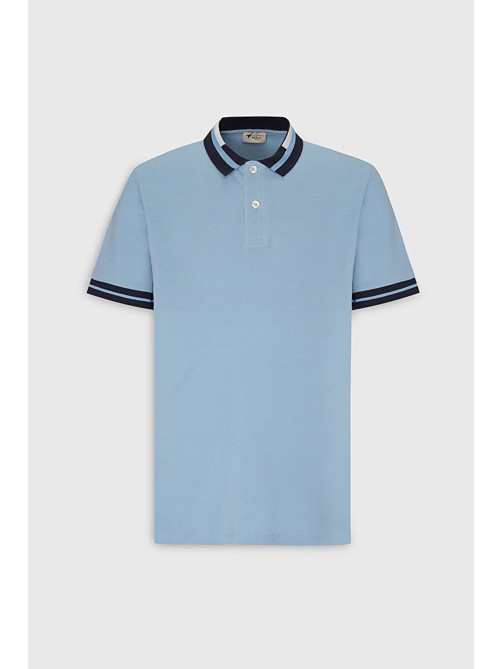 Erkek Açık Mavi Slim Fit Dar Kesim %100 Pamuk Polo Yaka Tişört-6