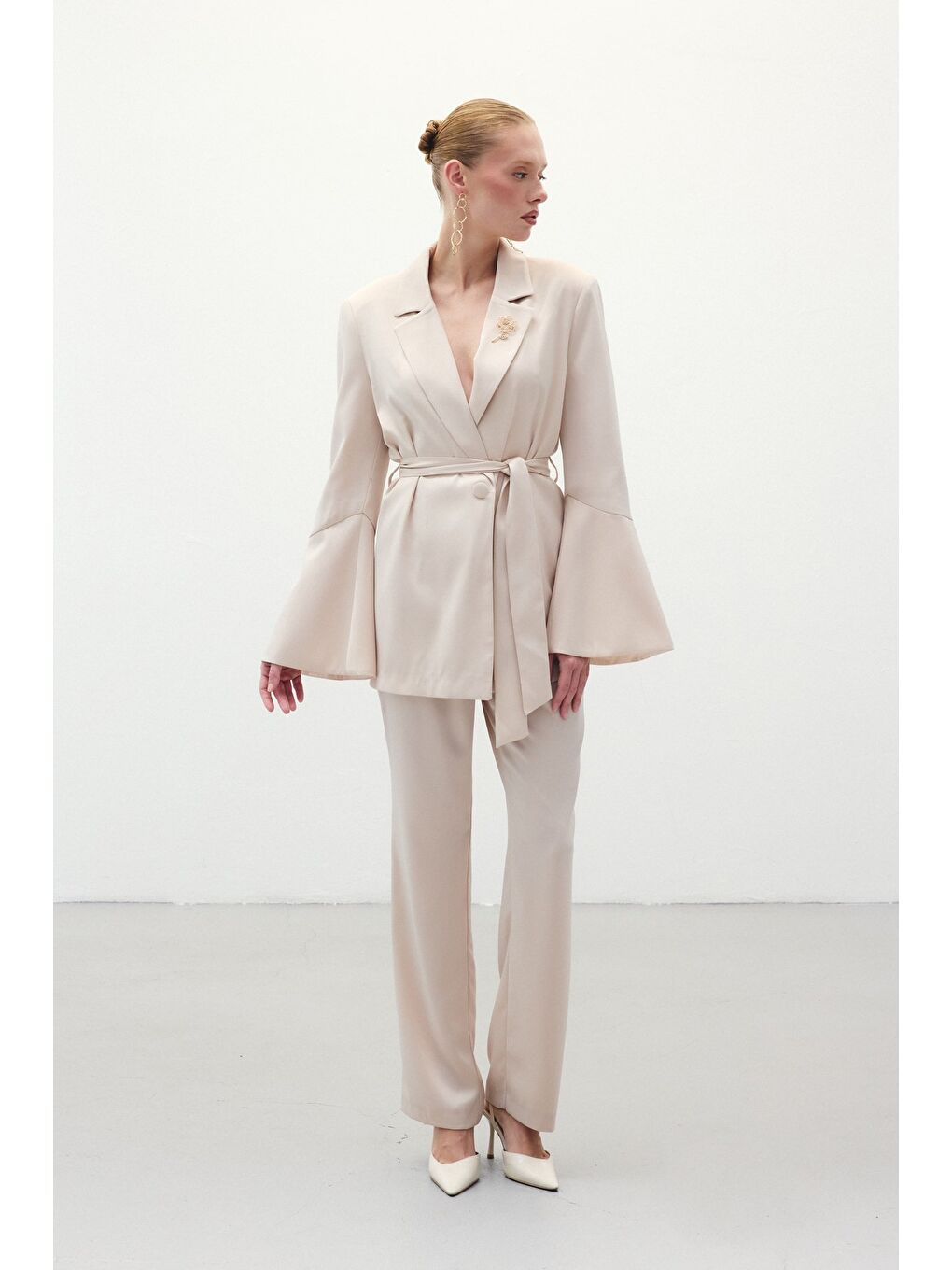 Klasik Düz Pantolon - Bej-1