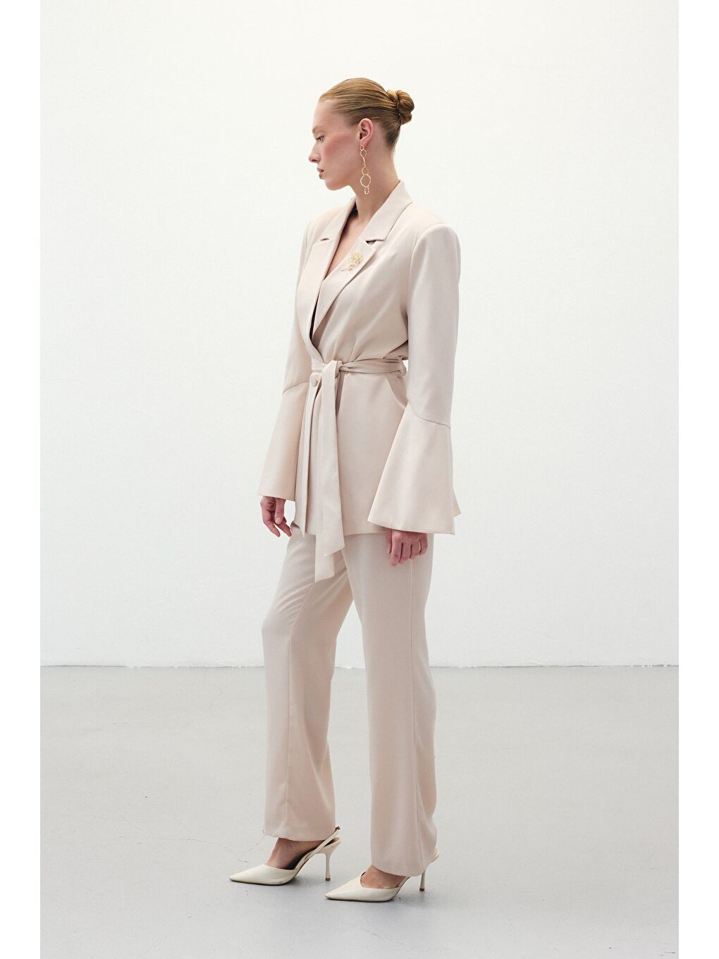 Klasik Düz Pantolon - Bej-4