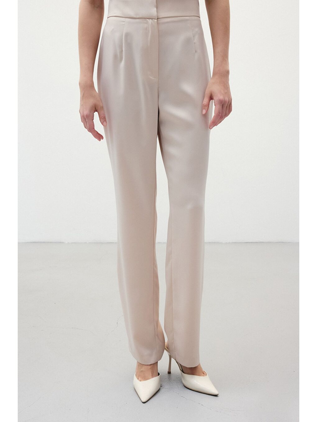 Klasik Düz Pantolon - Bej-6