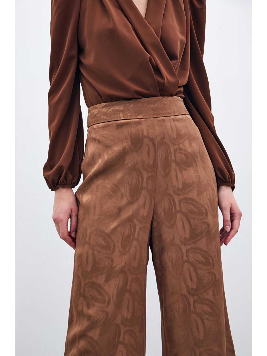 Kahverengi Jakarlı Salaş Pantolon - Kahve-3