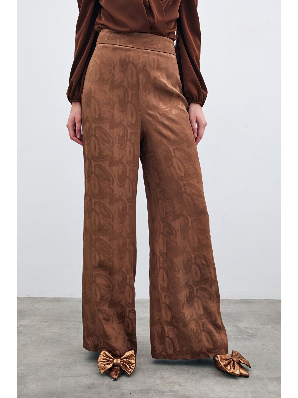 Kahverengi Jakarlı Salaş Pantolon - Kahve-4