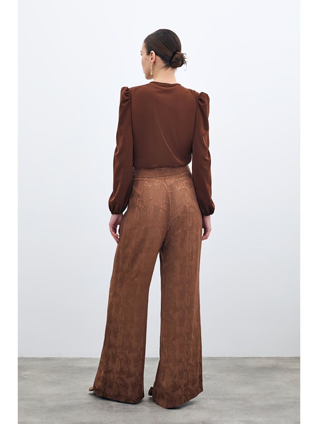 Kahverengi Jakarlı Salaş Pantolon - Kahve-5