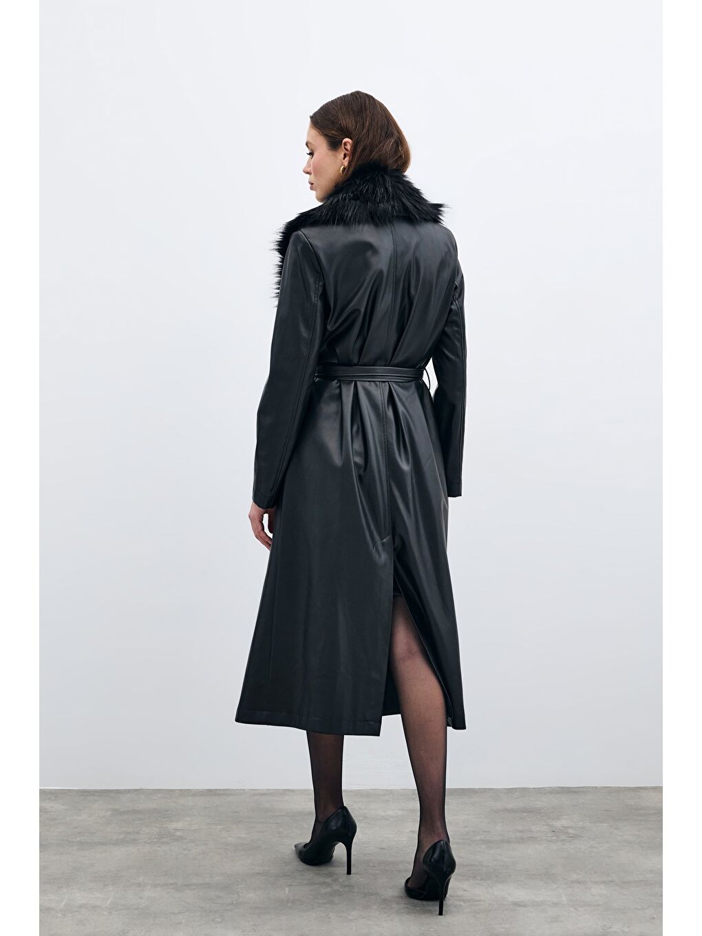 Kürklü Uzun Deri Kaban - Siyah-7