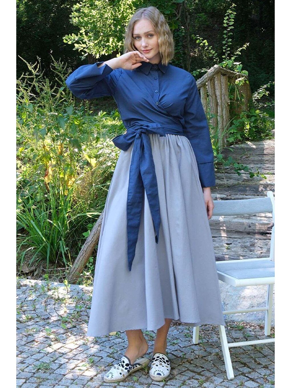 Lacivert Bağlamalı Gömlek-1