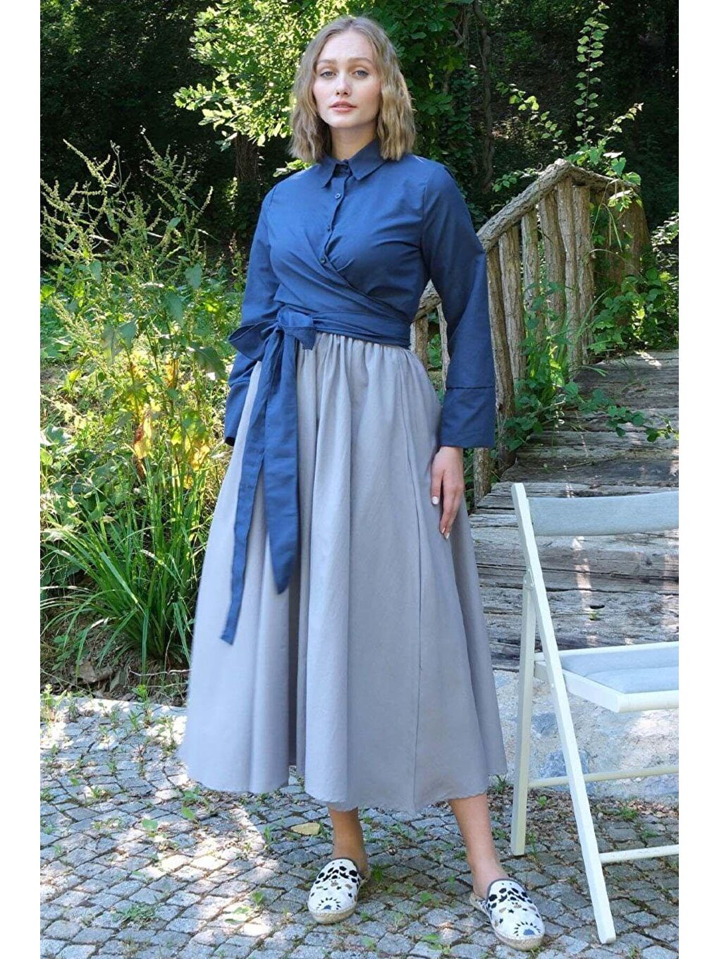 Lacivert Bağlamalı Gömlek-2