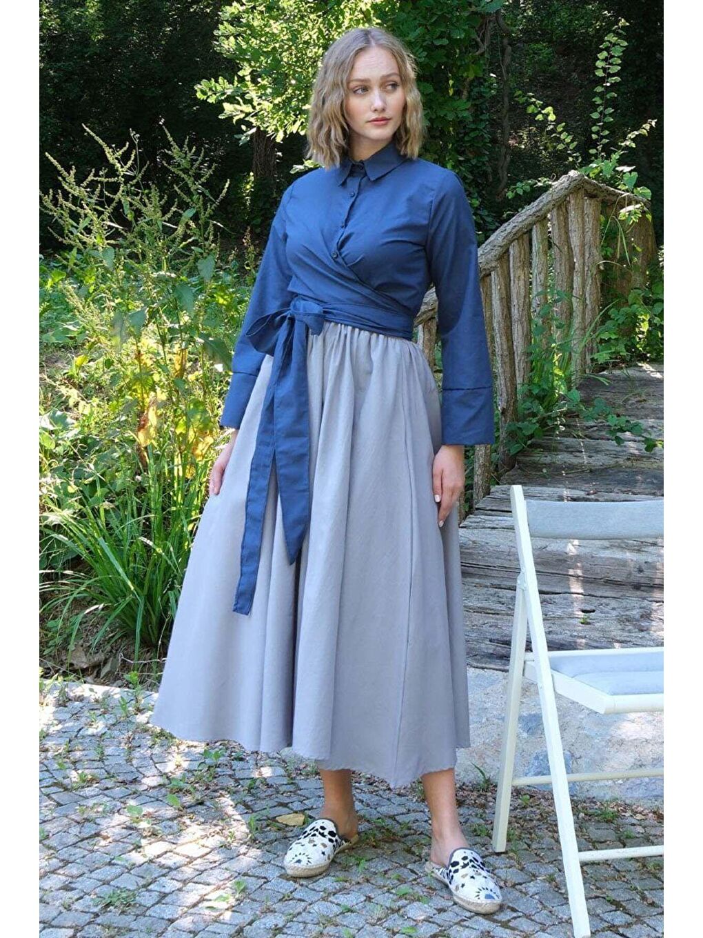 Lacivert Bağlamalı Gömlek-3