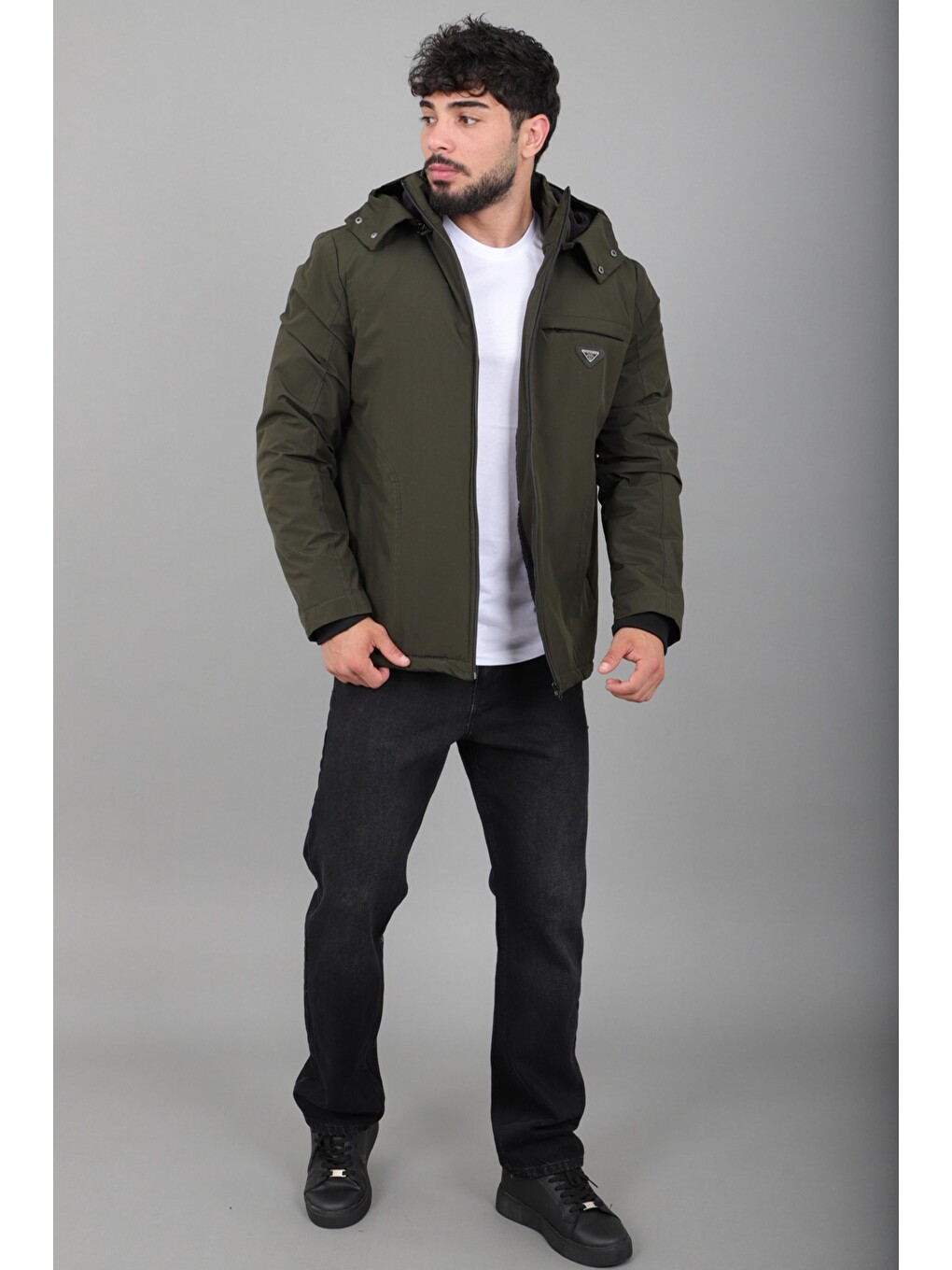 Haki İçi Kürlü Spor Elastanlı Mont/kaban Pldp3016_50509-5