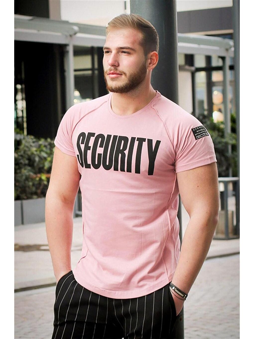 Baskılı Pembe %100 Pamuk Tişört 2880
