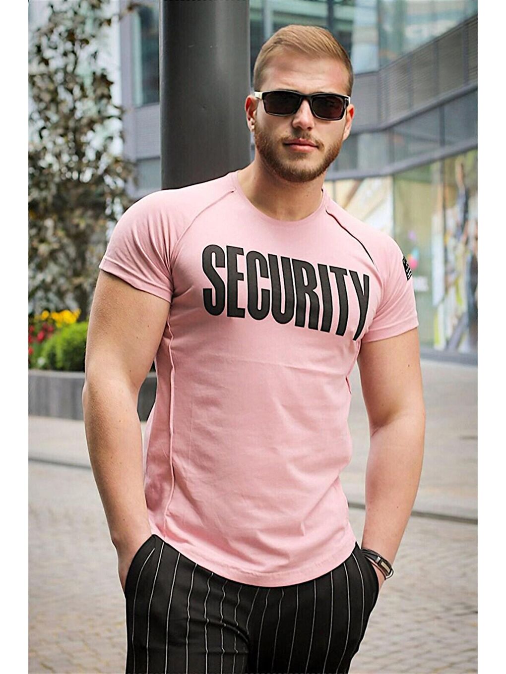 Baskılı Pembe %100 Pamuk Tişört 2880-1